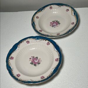 Vintage 1944 Serving Bowls Gold Trim V.M.Tregubova, Korosten Ukraine USSR RARE